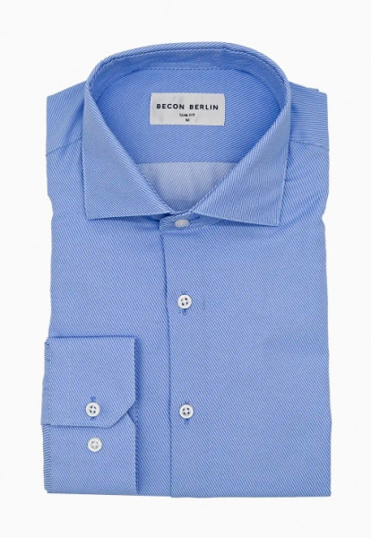 Hemd, Eton-Kragen, uni blau, Knopfmanschette