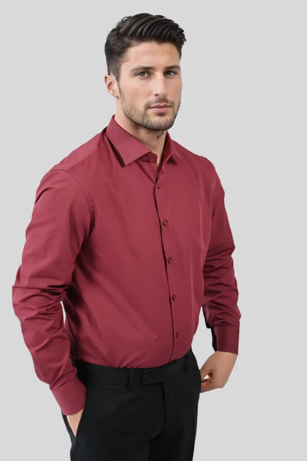 HEMD ETON-KRAGEN BORDEAUX Extra kurzer Arm im Comfort Fit