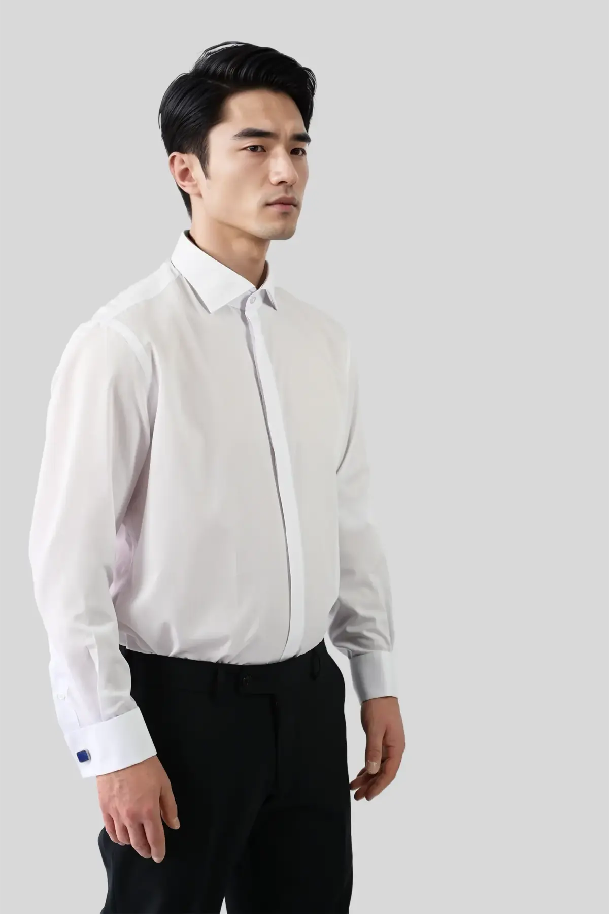 SMOKINGHEMD, HAI-KRAGEN, UMSCHLAGMANSCHETTE, CREME Slim Fit