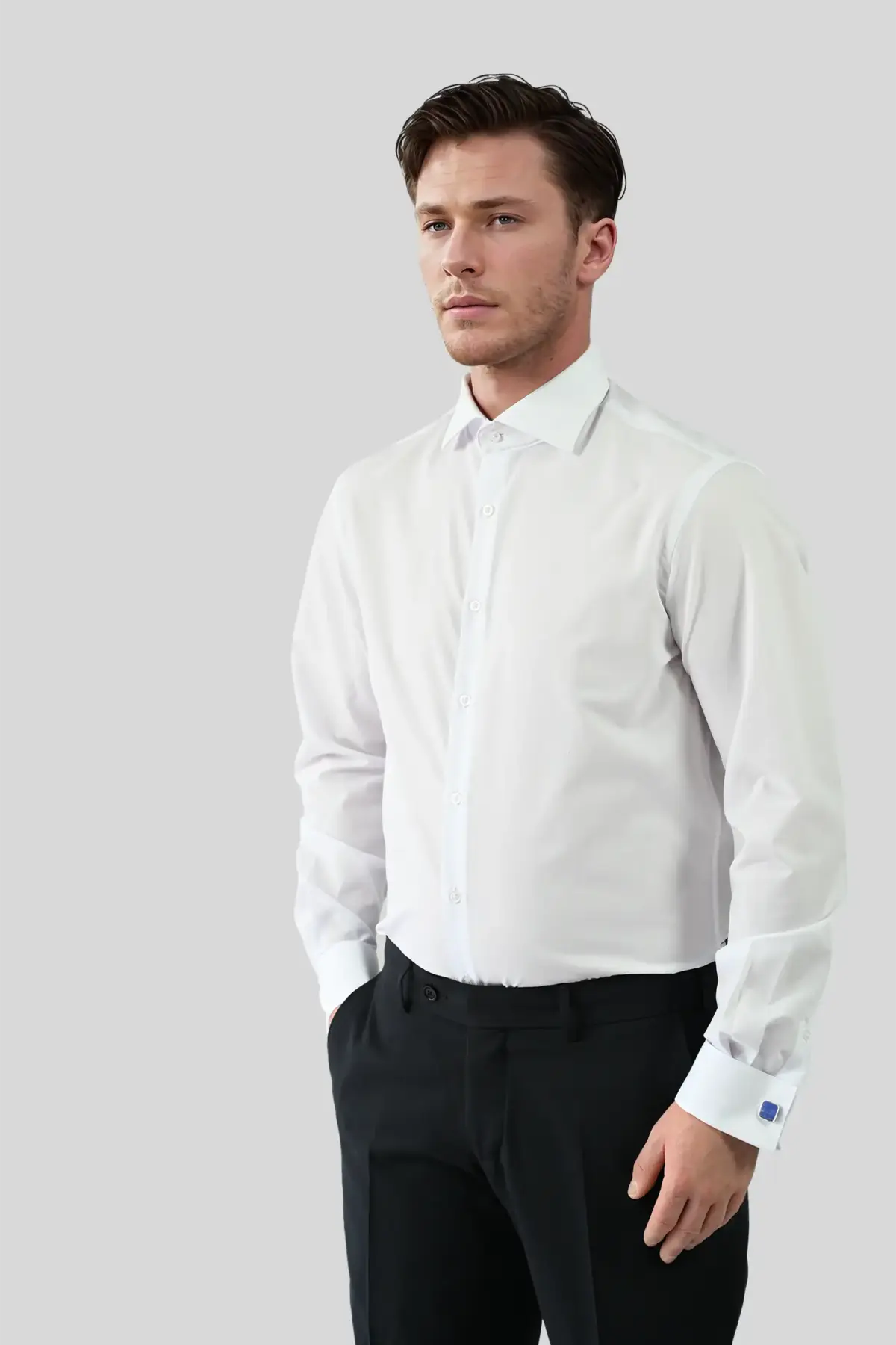 Hemd, Hai-Kragen, Umschlagmanschette creme, comfort