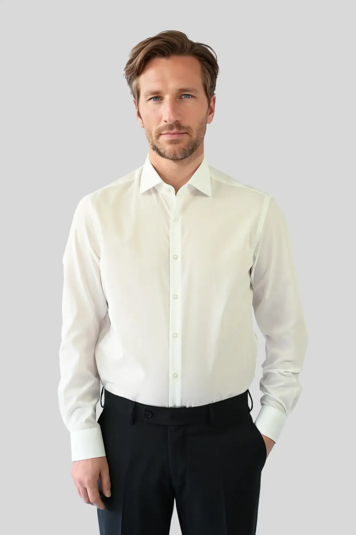 HEMD, HAI-KRAGEN, KNOPFMANSCHETTE, TWILL
