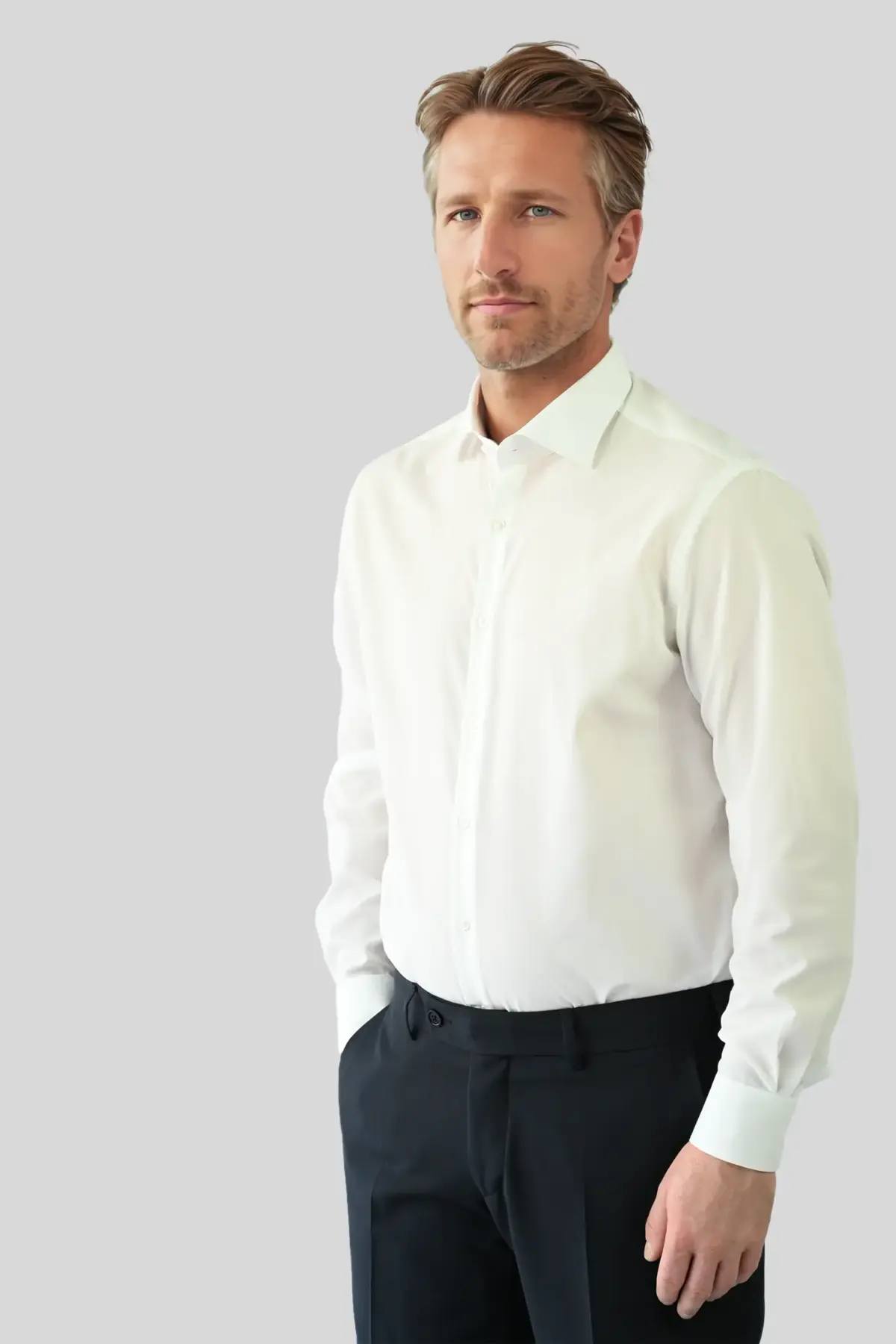 Hemd, Hai-Kragen, Knopfmanschette, Twill Comfort