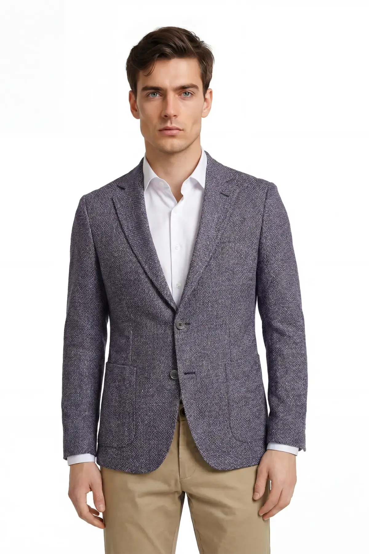 Herrensakko Salzburg Comfort Casual Strukturiert Blau-Braun