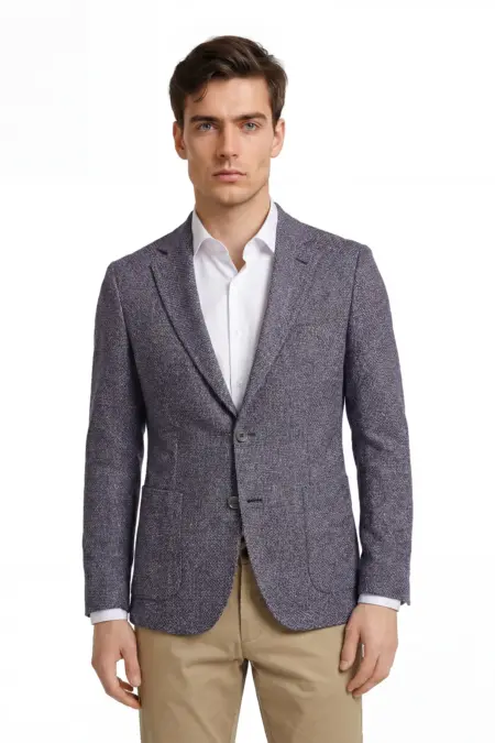 Herrensakko Salzburg Comfort Casual Strukturiert Blau-Braun