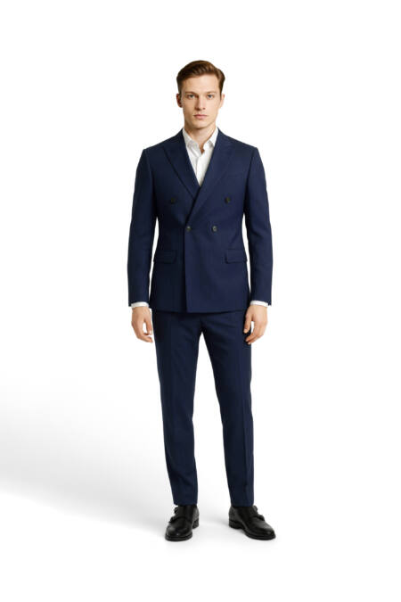 Herrenanzug Can-Gave zweireihig blau mit Kontraststreifen