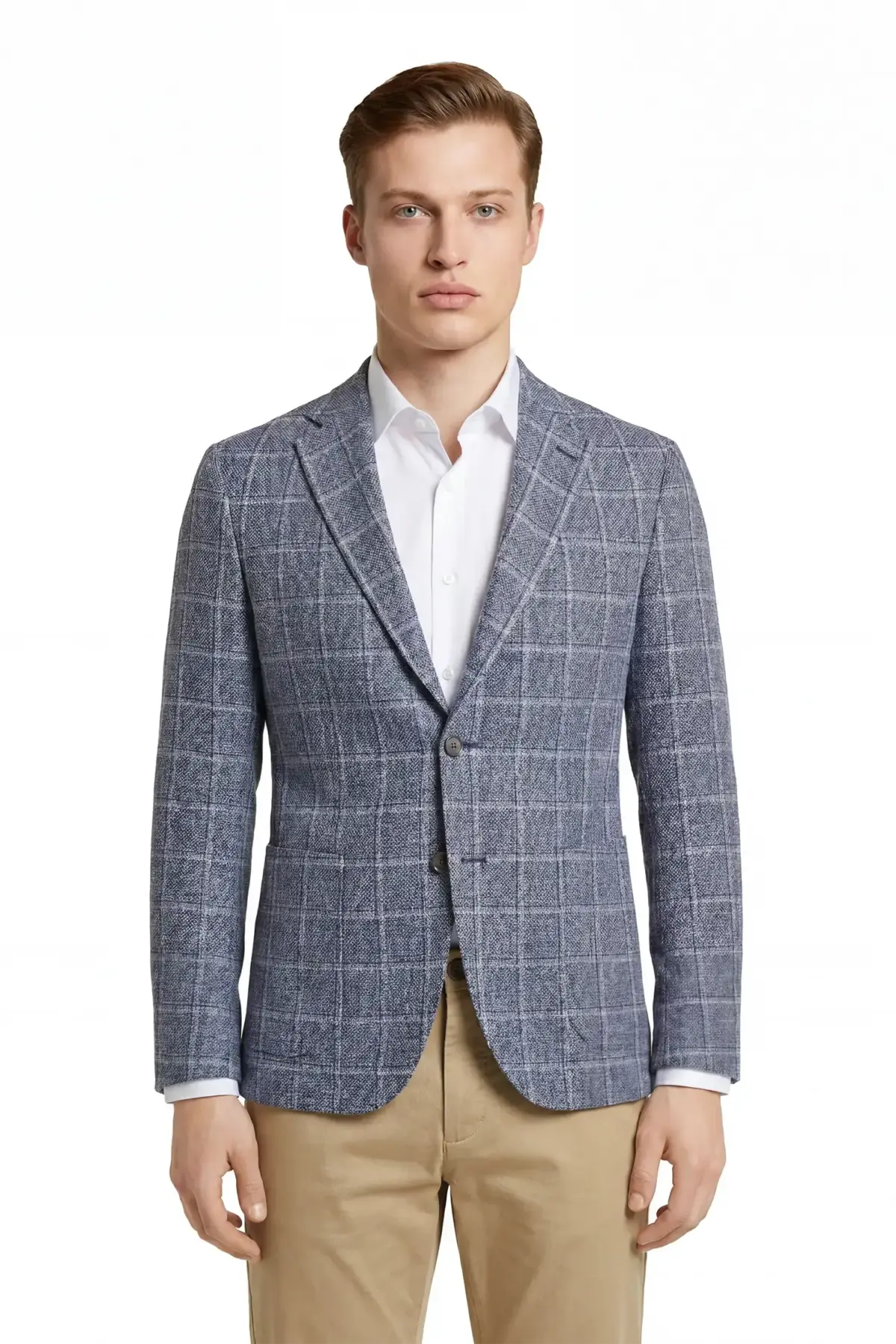 Herrensakko Cortina Casual Fit mittelblaues Überkaro