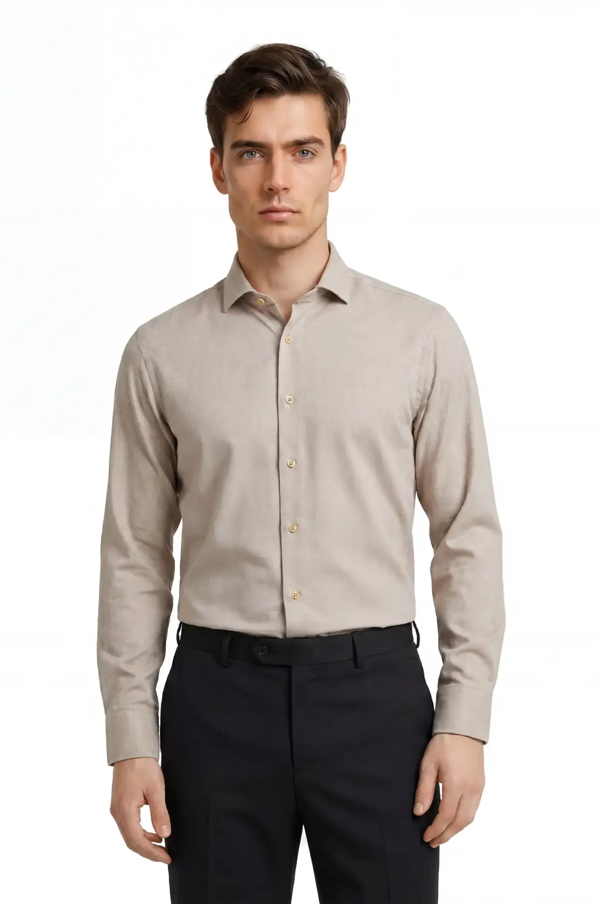 Hemd, Comfort Fit, Hai-Kragen, KM, braun Flanell