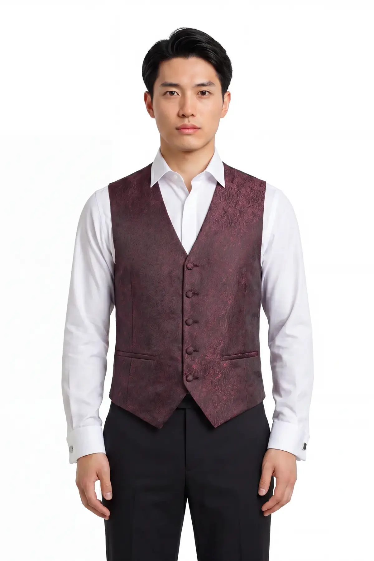 Festliche Weste Bordeaux Paisley