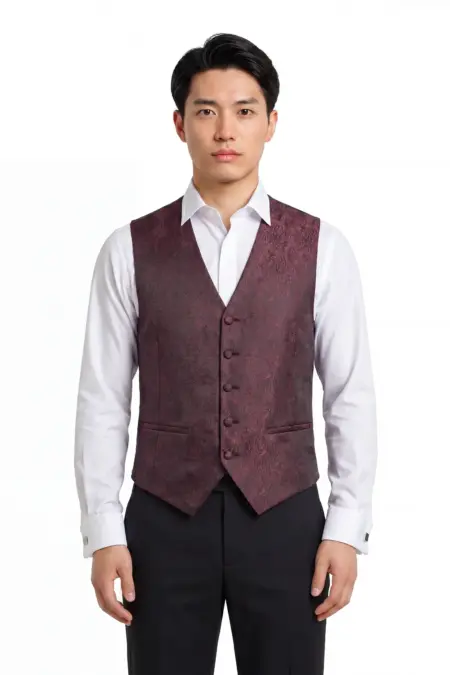 Festliche Weste Bordeaux Paisley